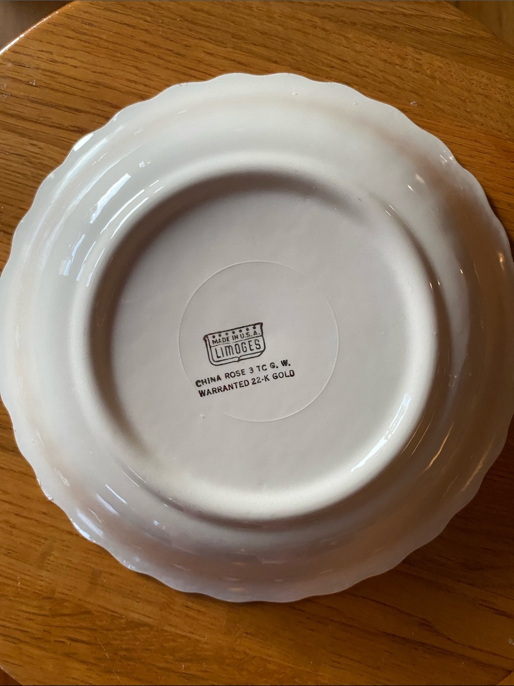 1940’s Limoges-American China Rose Scalloped Transfer Ware 8” bowls set of 2 - Picture 9 of 10